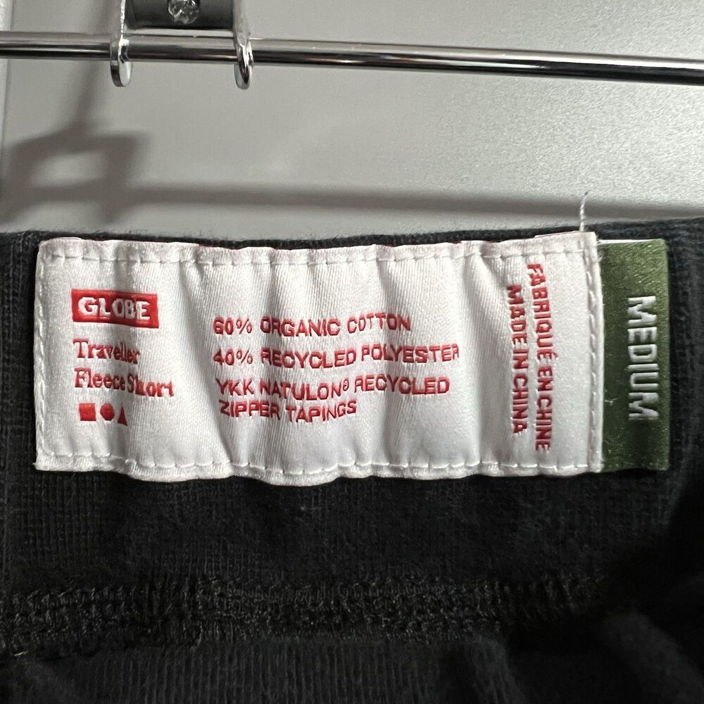 Globe Australia Traveller Fleece Elastic Waist Organic Cotton Shorts Black Med View 6